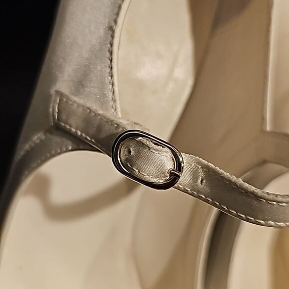 SOMETHING BLEU Satin Open Toe Mary Jane Heels - Size 9 1/2 - Picture 6 of 8